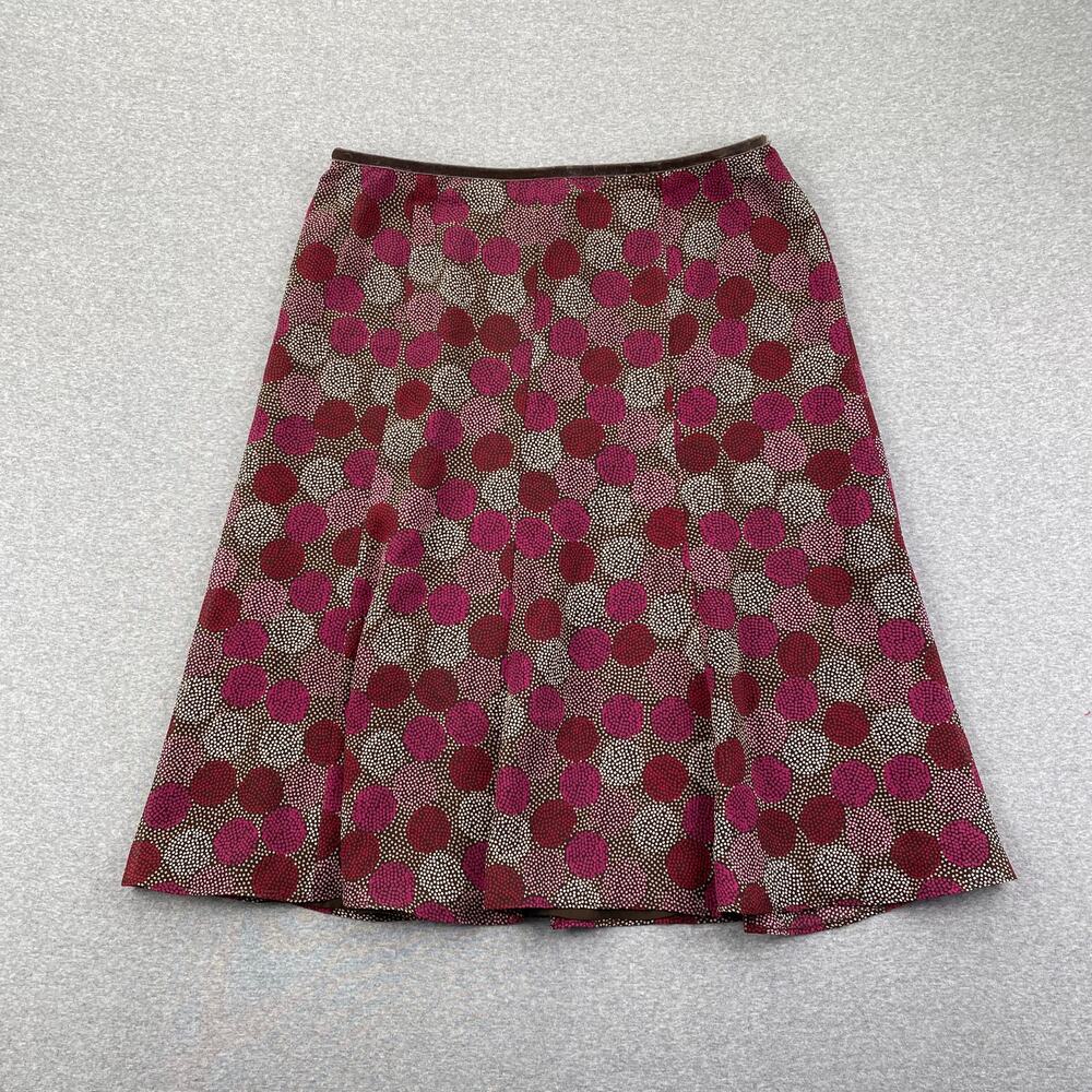 Vintage Y2K Sigrid Olsen Skirt 14 Pink Brown Dotted Velvet Trim Indie Retro Prep